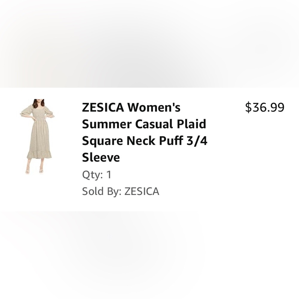 Cute beige checkered puff sleeve dress from Amazon